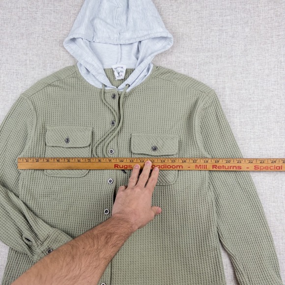 Hippie Rose Juniors‎ Hooded Waffle Knit Button Shacket Sage Green Size S - Picture 4 of 8